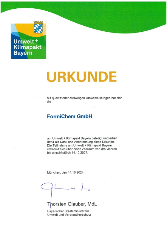 FormiChem Zertifikat ISO